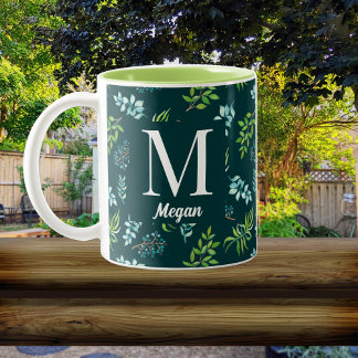 Caneca De Café Em Dois Tons Jardim Floral Aquarela Bonito Personalizado