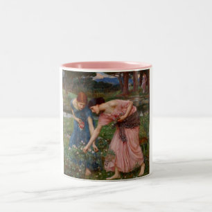 Caneca De Café Em Dois Tons Jardim Romântico Vintage Mulheres Pré-Rafaelitas