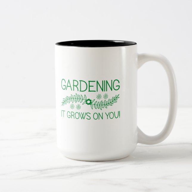 Caneca De Café Em Dois Tons Jardinagem Cresce em Você (Direita)