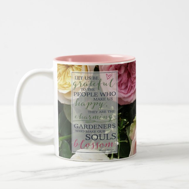 Caneca De Café Em Dois Tons Jardineiros da Alma | Cota Proust com Rosas (Esquerda)