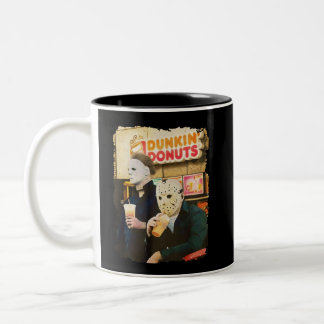 Caneca De Café Em Dois Tons Jason e Micheal Rosquinha, Horror Movie Lover Gift