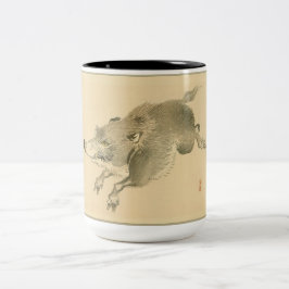 Caneca De Café Em Dois Tons Javali (Arte Japonesa) (por Kono Bairei)