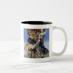 Caneca De Café Em Dois Tons JC Leyendecker Rainha Maeve Guerreira Celta