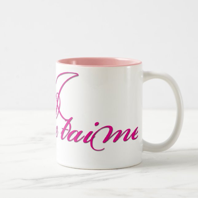 Caneca De Café Em Dois Tons Je taime Love Word Coffee/Tea Mug (Direita)