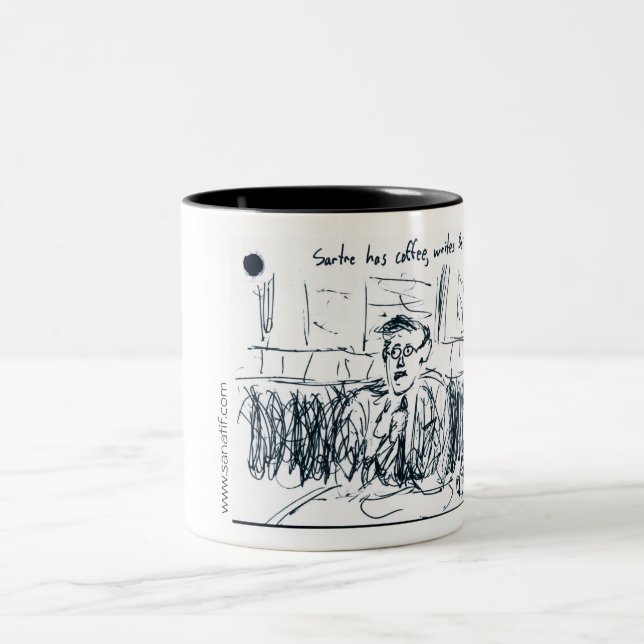 Caneca De Café Em Dois Tons Jean Paul Sartre 1 (Centro)