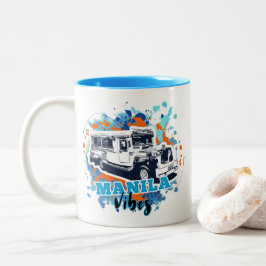 Caneca De Café Em Dois Tons Jeepney Manila Vibes Blue Orange