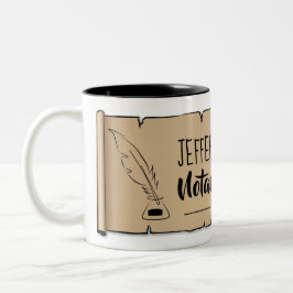 Caneca De Café Em Dois Tons Jefferson City Notary Public Scroll Feather Quill