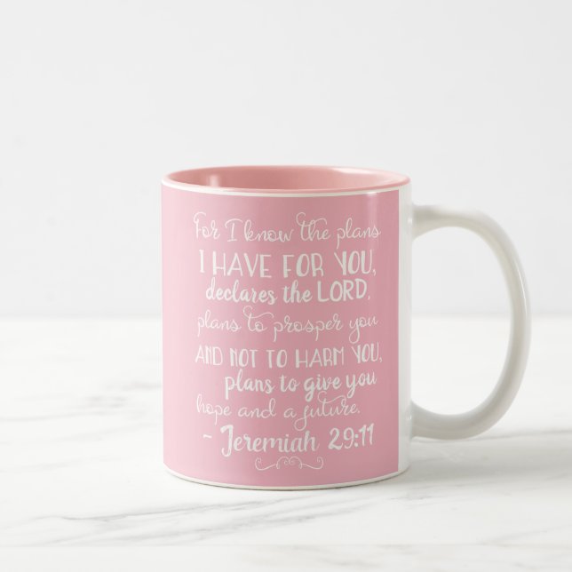 Caneca De Café Em Dois Tons Jeremiah 29:11 Bíblia Cristã Inspiracional Mug (Direita)