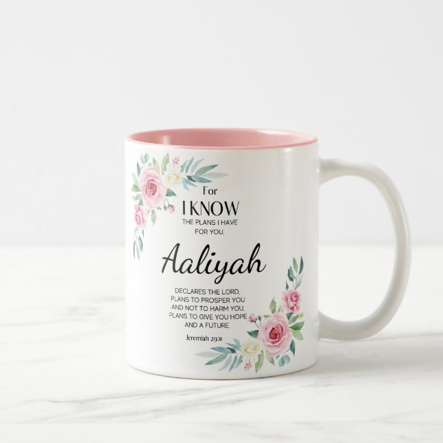 Caneca De Café Em Dois Tons Jeremiah 29:11 Personalizar Escritura de Bíblia (Direita)