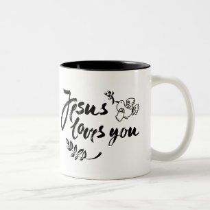 Caneca De Café Em Dois Tons Jesus ama-o