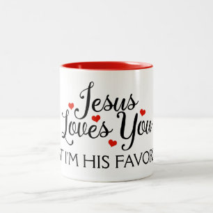 Caneca De Café Em Dois Tons Jesus ama-o favorito engraçado