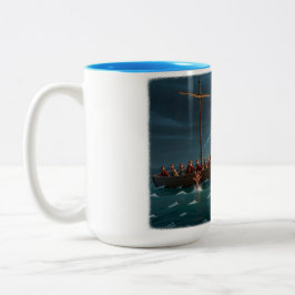 Caneca De Café Em Dois Tons Jesus andando sobre as águas para salvar Pedro