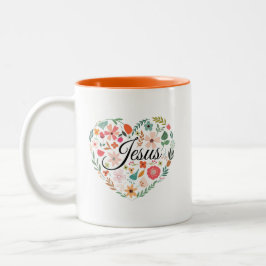 Caneca De Café Em Dois Tons Jesus Boho Christian Heart Motif Inspirational