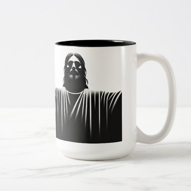 Caneca De Café Em Dois Tons Jesus Christ stoic  (Direita)