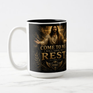 Caneca De Café Em Dois Tons Jesus Come to Me Christian Gold Sacred Art