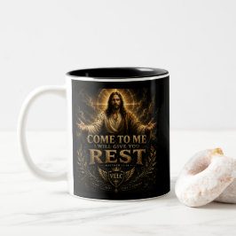 Caneca De Café Em Dois Tons Jesus Come to Me Christian Gold Sacred Art