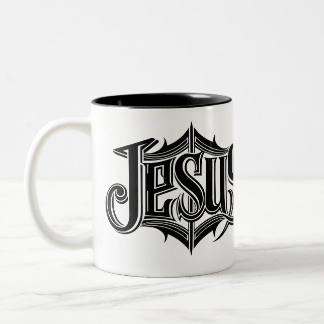 Caneca De Café Em Dois Tons Jesus Cristo (Esquerda)
