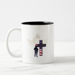 Caneca De Café Em Dois Tons Jesus Cristo e versão do soldado americano a ?a