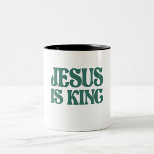 Caneca De Café Em Dois Tons Jesus é a citação cristã-rei
