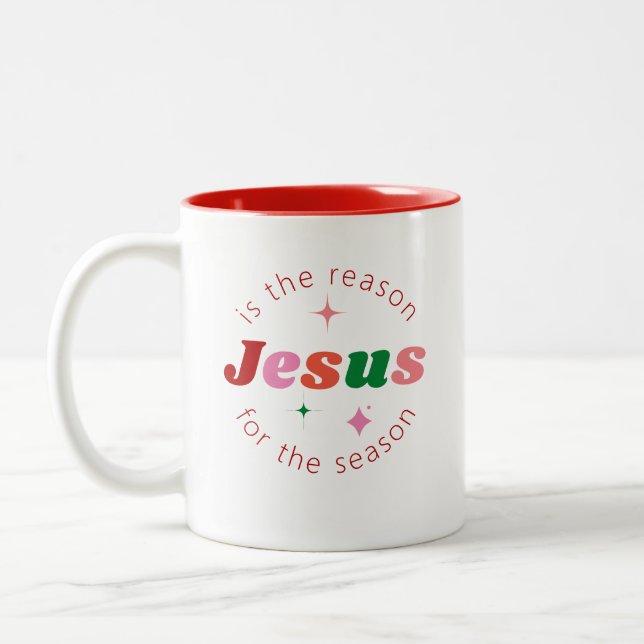 Caneca De Café Em Dois Tons Jesus é a razão do Natal Festivo (Esquerda)