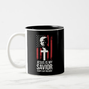 Caneca De Café Em Dois Tons Jesus É Meu Salvador Trump É Meu Presidente Trump 
