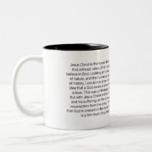 Caneca De Café Em Dois Tons Jesus é o rosto humano do deus - Jürgen Moltmann