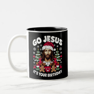 Caneca De Café Em Dois Tons Jesus, é o seu suéter de Natal feio