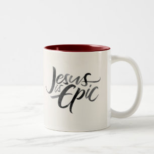 Caneca De Café Em Dois Tons Jesus é tinta épico que rotula a caligrafia