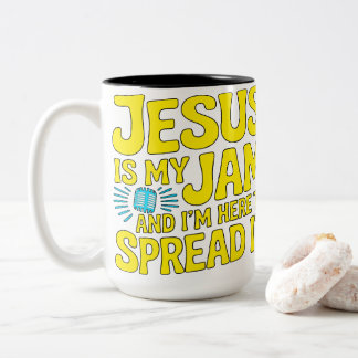Caneca De Café Em Dois Tons Jesus Is My Jam Funny Christian Faith Music