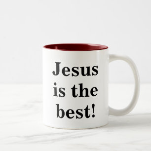 Caneca De Café Em Dois Tons Jesus morreu para que mim Jesus é o melhor!