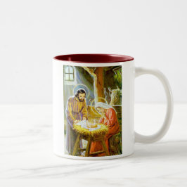 Caneca De Café Em Dois Tons Jesus na natividade do Natal do comedoiro