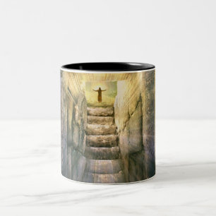 Caneca De Café Em Dois Tons Jesus na ressurreição vazia da páscoa do túmul