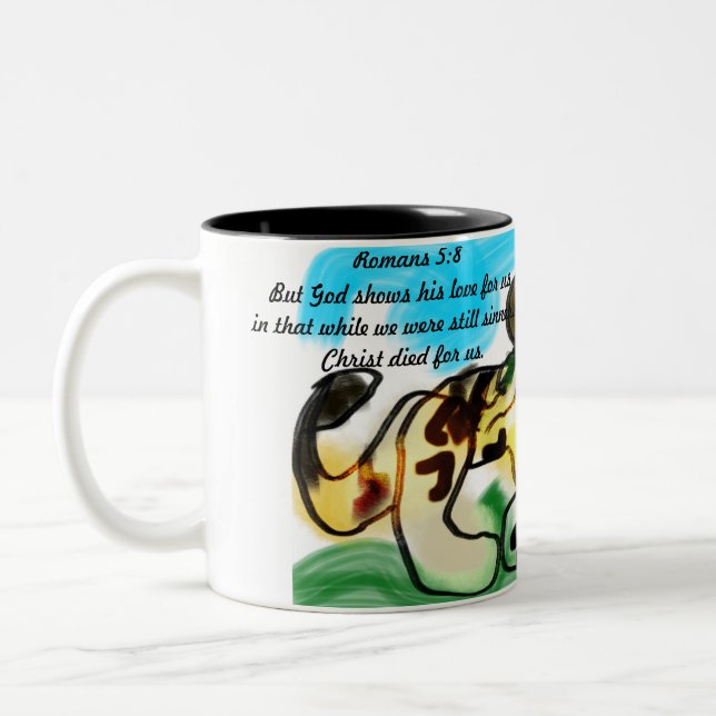 Caneca De Café Em Dois Tons jesus nos ama (Esquerda)