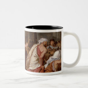 Caneca De Café Em Dois Tons Jesus que conduz os comerciantes do templo