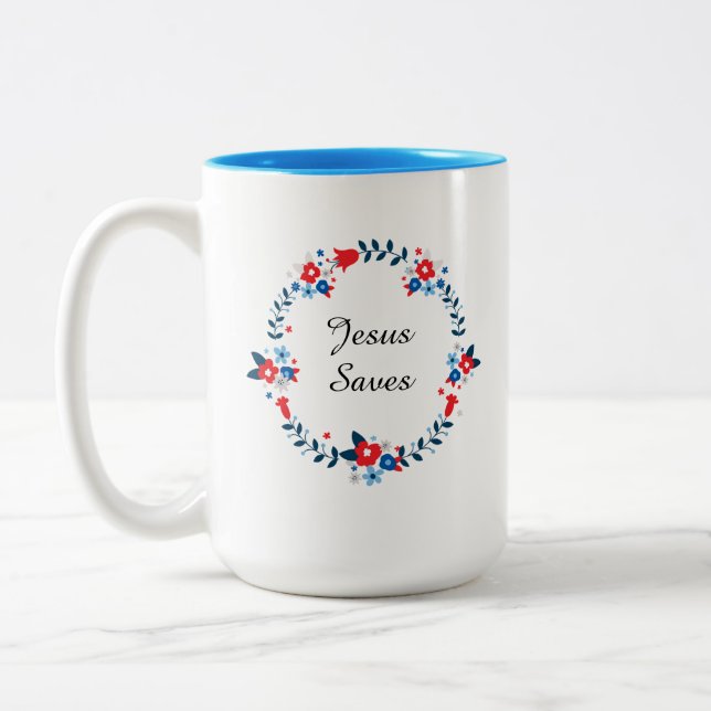 Caneca De Café Em Dois Tons Jesus Salva (Esquerda)