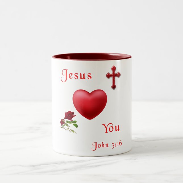 Caneca De Café Em Dois Tons jesus te ama (Centro)