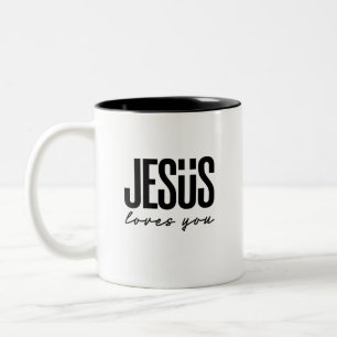 CANECA DE CAFÉ EM DOIS TONS JESUS TE AMA CRISTÃO