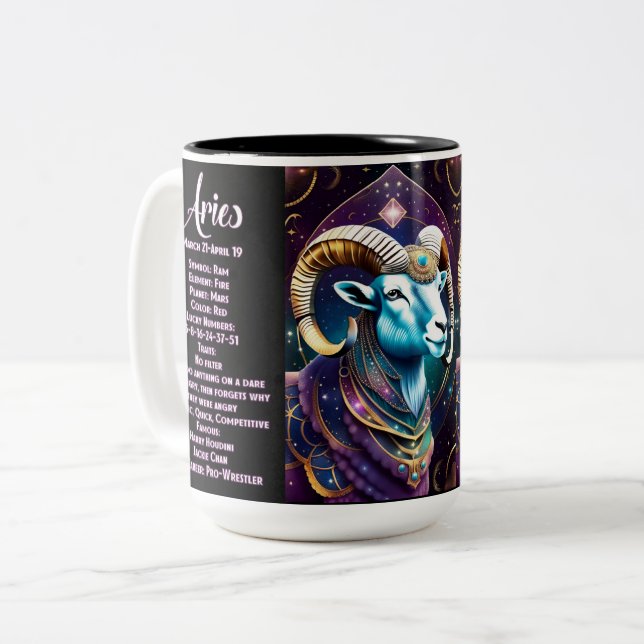 Caneca De Café Em Dois Tons Jewel Galaxy Aries personalizado (Frente Esquerda)