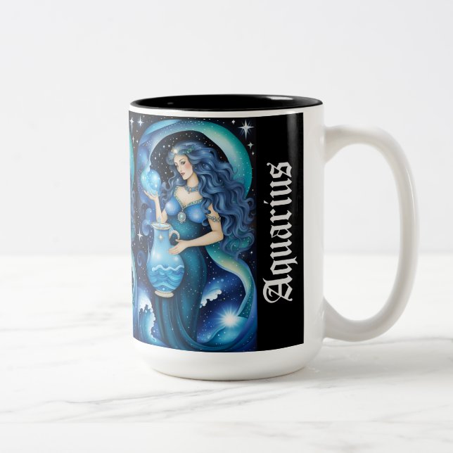 Caneca De Café Em Dois Tons Jewel Galaxy Zodiac Aquarius (Direita)