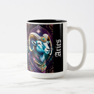 Caneca De Café Em Dois Tons Jewel Galaxy Zodiac Aries