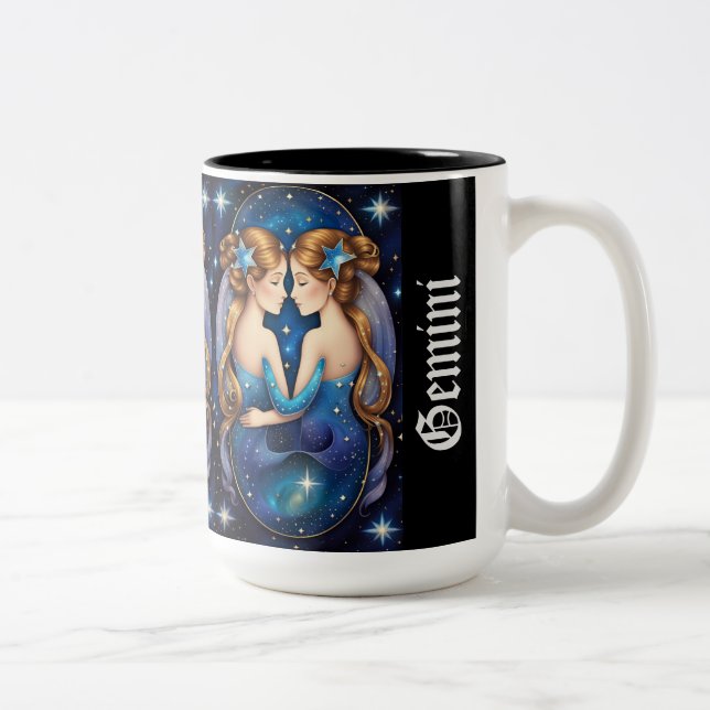 Caneca De Café Em Dois Tons Jewel Galaxy Zodiac Gemini (Direita)