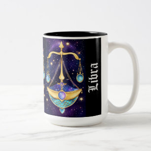 Caneca De Café Em Dois Tons Jewel Galaxy Zodiac Libra