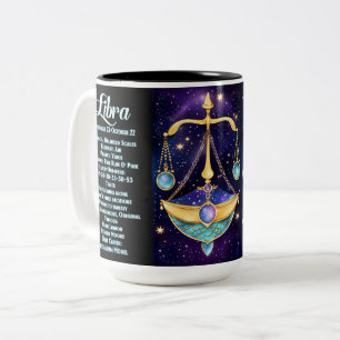 Caneca De Café Em Dois Tons Jewel Galaxy Zodiac Libra Personalizada