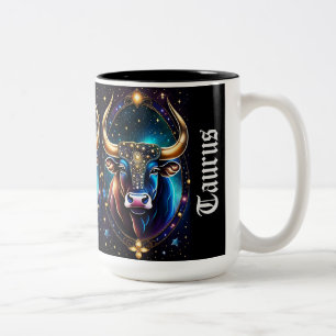Caneca De Café Em Dois Tons Jewel Galaxy Zodiac Taurus