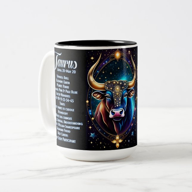 Caneca De Café Em Dois Tons Jewel Galaxy Zodiac Taurus personalizado (Frente Esquerda)