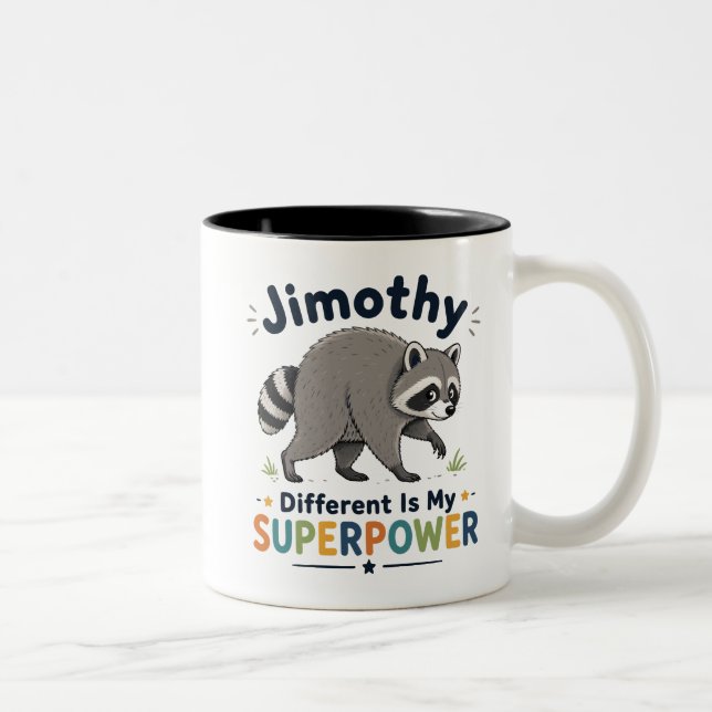 Caneca De Café Em Dois Tons Jimothy diferente é meu superpoder (Direita)