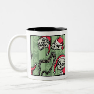 Caneca De Café Em Dois Tons Jingle Skulls - Surreal de Feriado de Gótico Pop