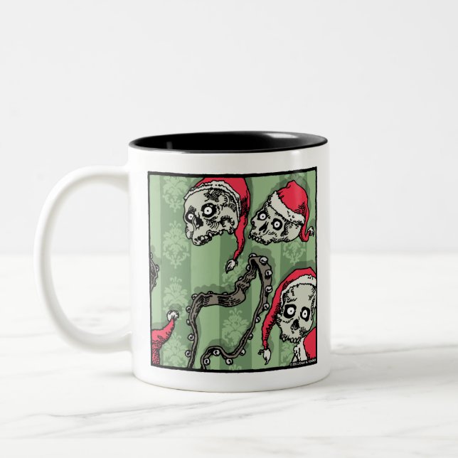 Caneca De Café Em Dois Tons Jingle Skulls - Surreal de Feriado de Gótico Pop (Esquerda)