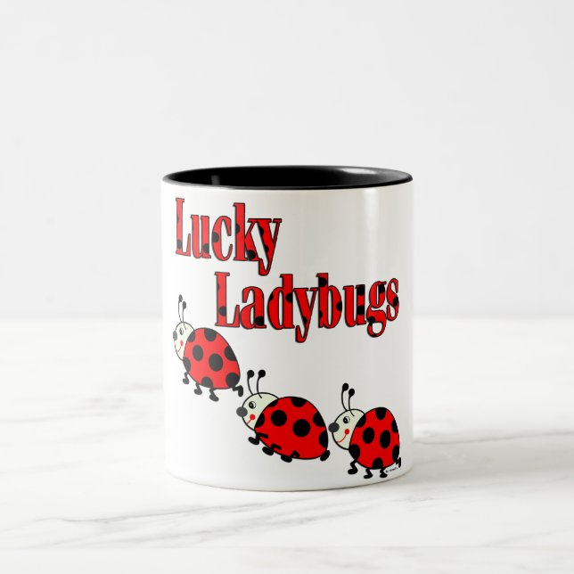 Caneca De Café Em Dois Tons Joaninhas pequenos afortunados (Centro)