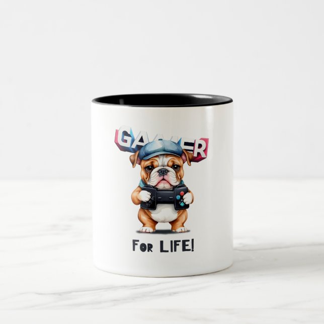 Caneca De Café Em Dois Tons Jogador Buldogue Para Vida Café Tea Mug (Centro)